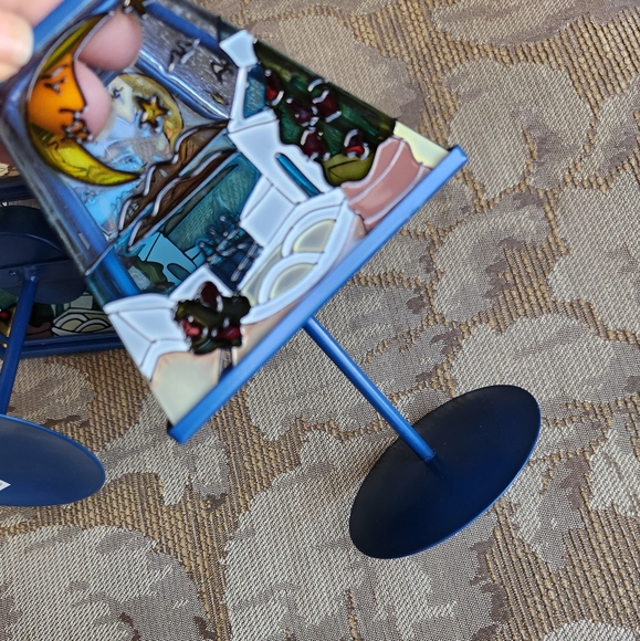 Vintage set of stain glass tea light holder lamps - Picture 2 of 4